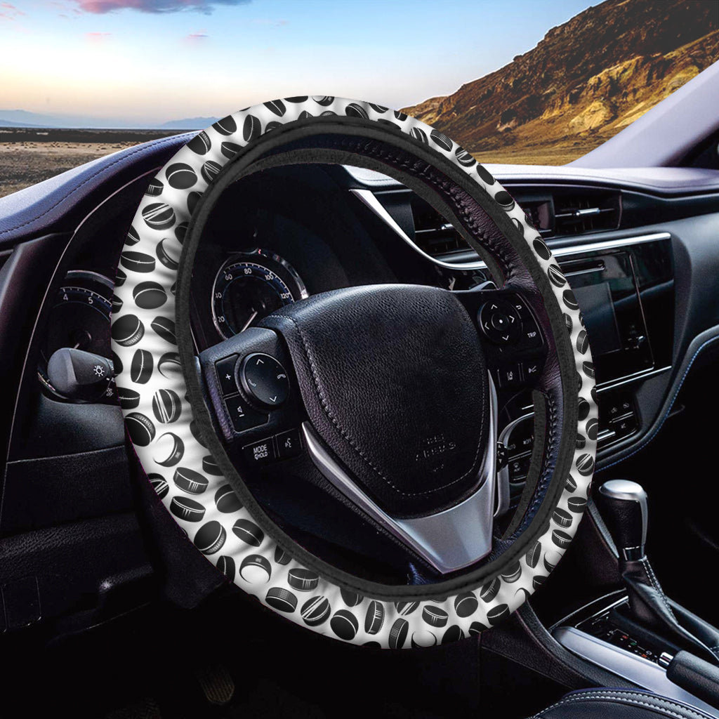 Hockey Puck Pattern Print Car Steering Wheel Cover