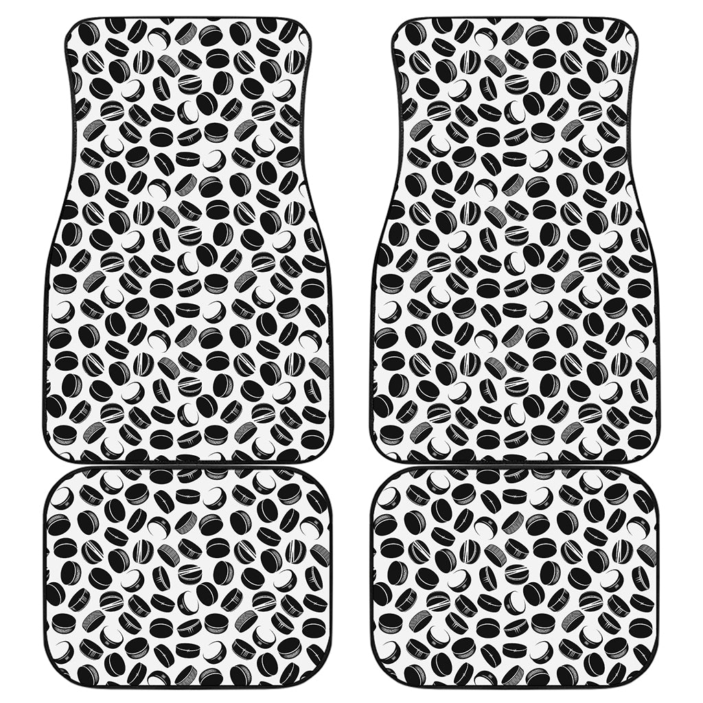 Hockey Puck Pattern Print Front and Back Car Floor Mats