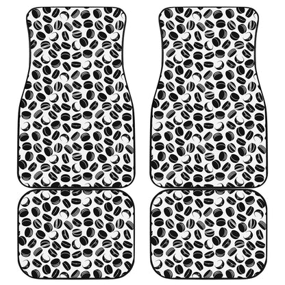 Hockey Puck Pattern Print Front and Back Car Floor Mats
