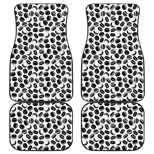 Hockey Puck Pattern Print Front and Back Car Floor Mats