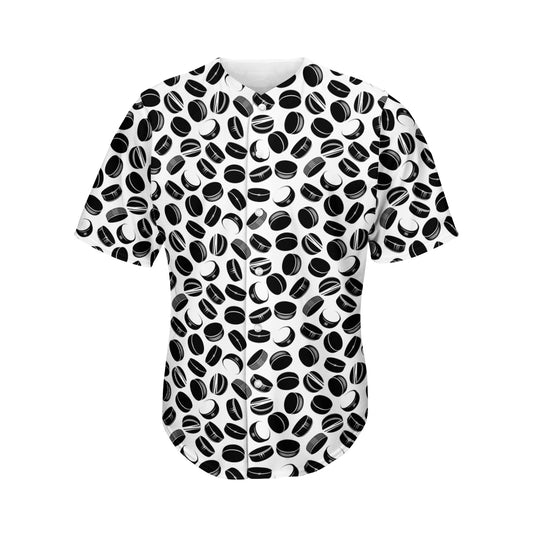 Hockey Puck Pattern Print Men's Baseball Jersey