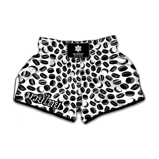 Hockey Puck Pattern Print Muay Thai Boxing Shorts