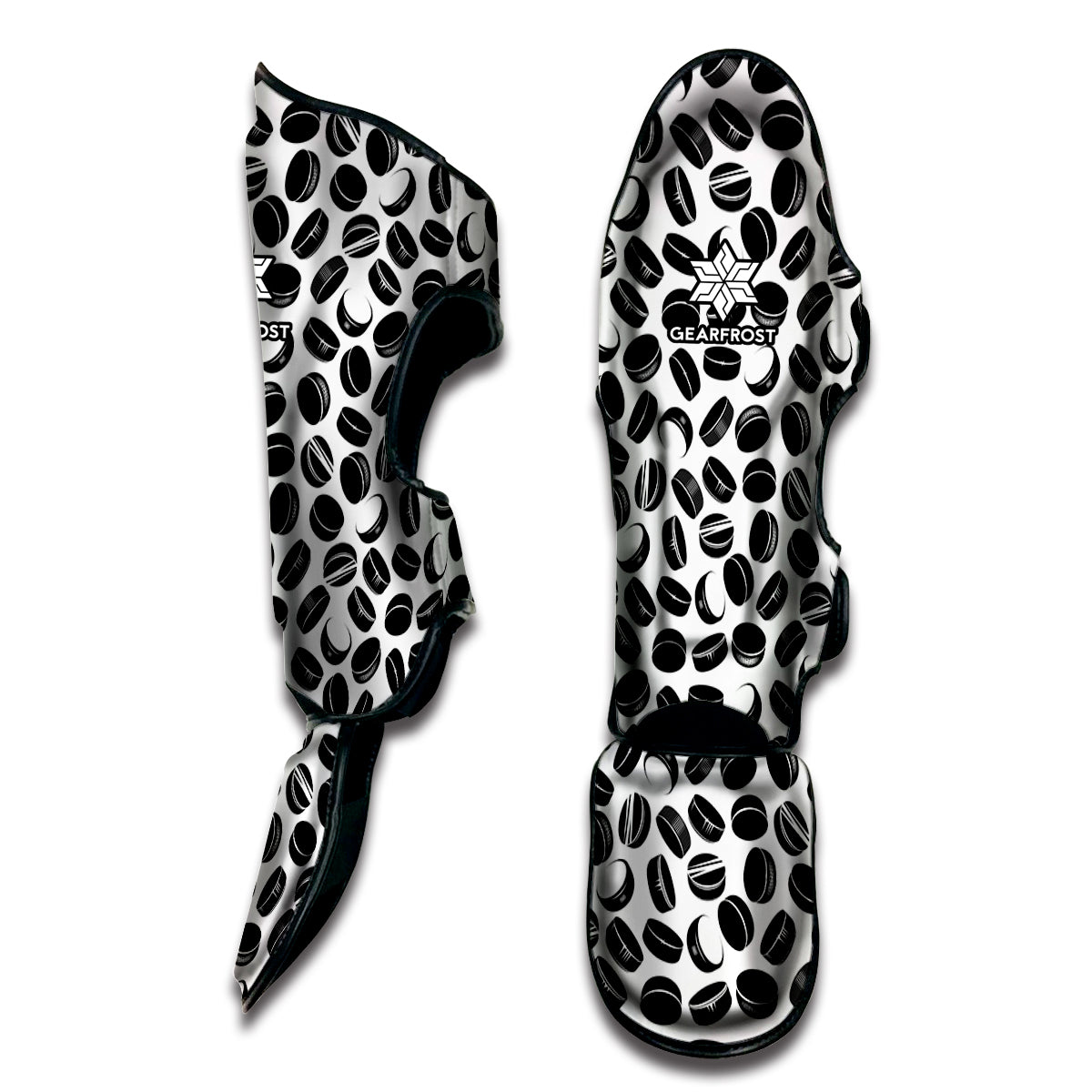Hockey Puck Pattern Print Muay Thai Shin Guard
