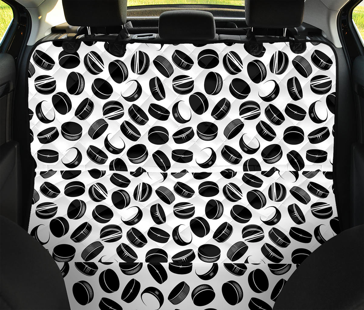 Hockey Puck Pattern Print Pet Car Back Seat Cover