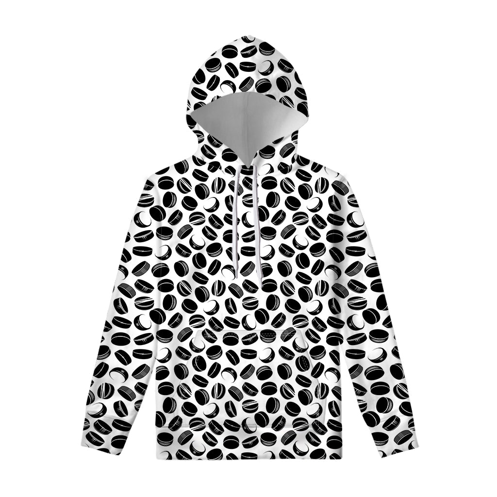 Hockey Puck Pattern Print Pullover Hoodie