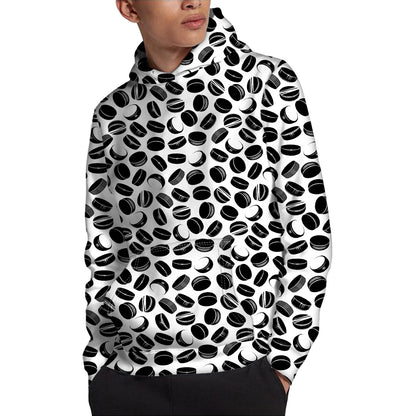 Hockey Puck Pattern Print Pullover Hoodie