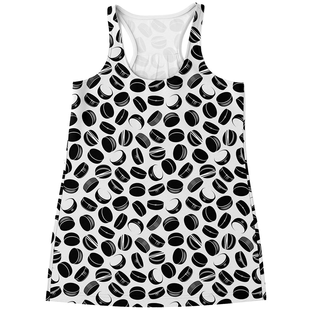 Hockey Puck Pattern Print Women's Racerback Tank Top