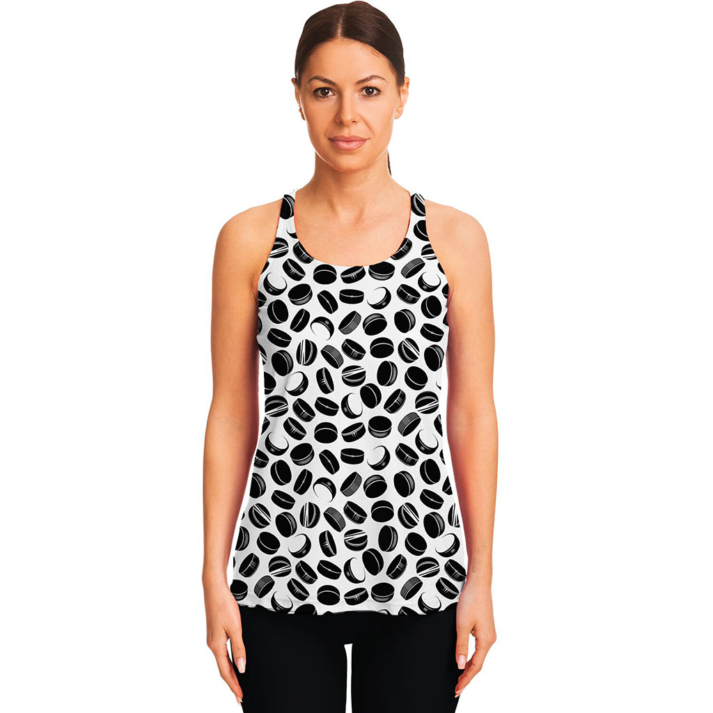 Hockey Puck Pattern Print Women's Racerback Tank Top