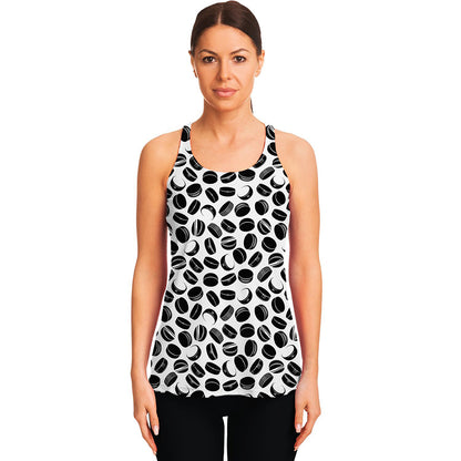 Hockey Puck Pattern Print Women's Racerback Tank Top