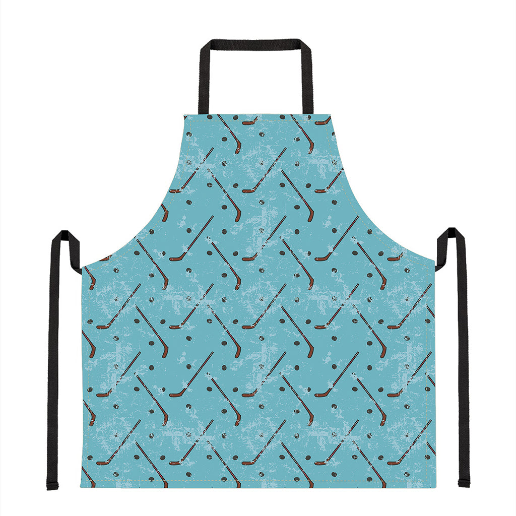 Hockey Stick And Puck Pattern Print Apron