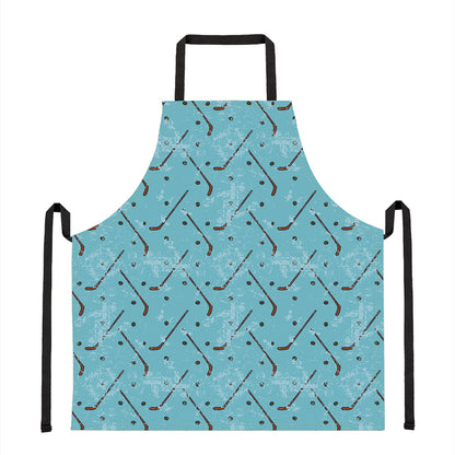 Hockey Stick And Puck Pattern Print Apron