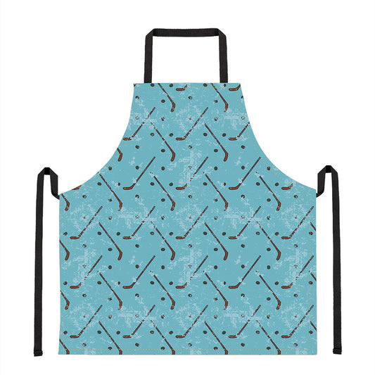 Hockey Stick And Puck Pattern Print Apron