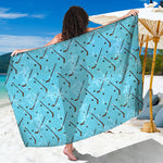 Hockey Stick And Puck Pattern Print Beach Sarong Wrap