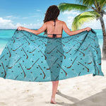 Hockey Stick And Puck Pattern Print Beach Sarong Wrap
