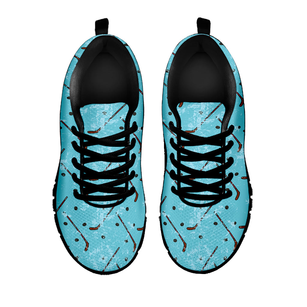 Hockey Stick And Puck Pattern Print Black Sneakers
