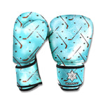 Hockey Stick And Puck Pattern Print Boxing Gloves