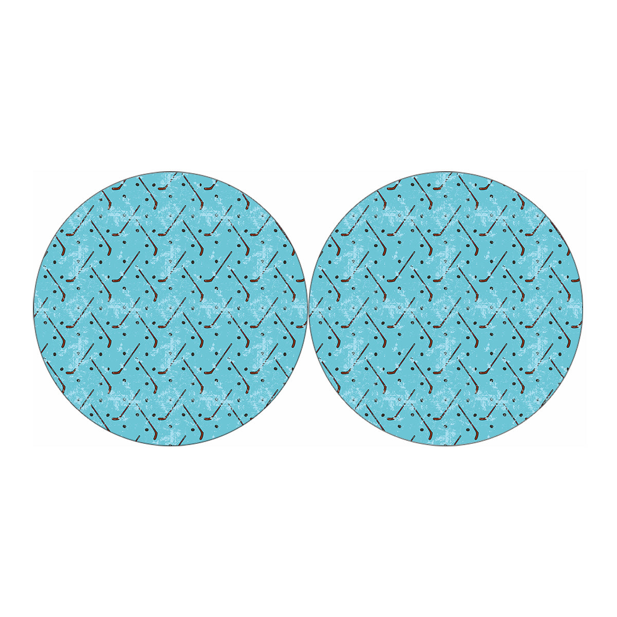 Hockey Stick And Puck Pattern Print Car Coasters
