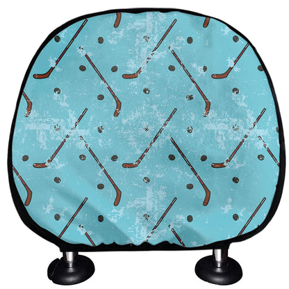 Hockey Stick And Puck Pattern Print Car Headrest Covers