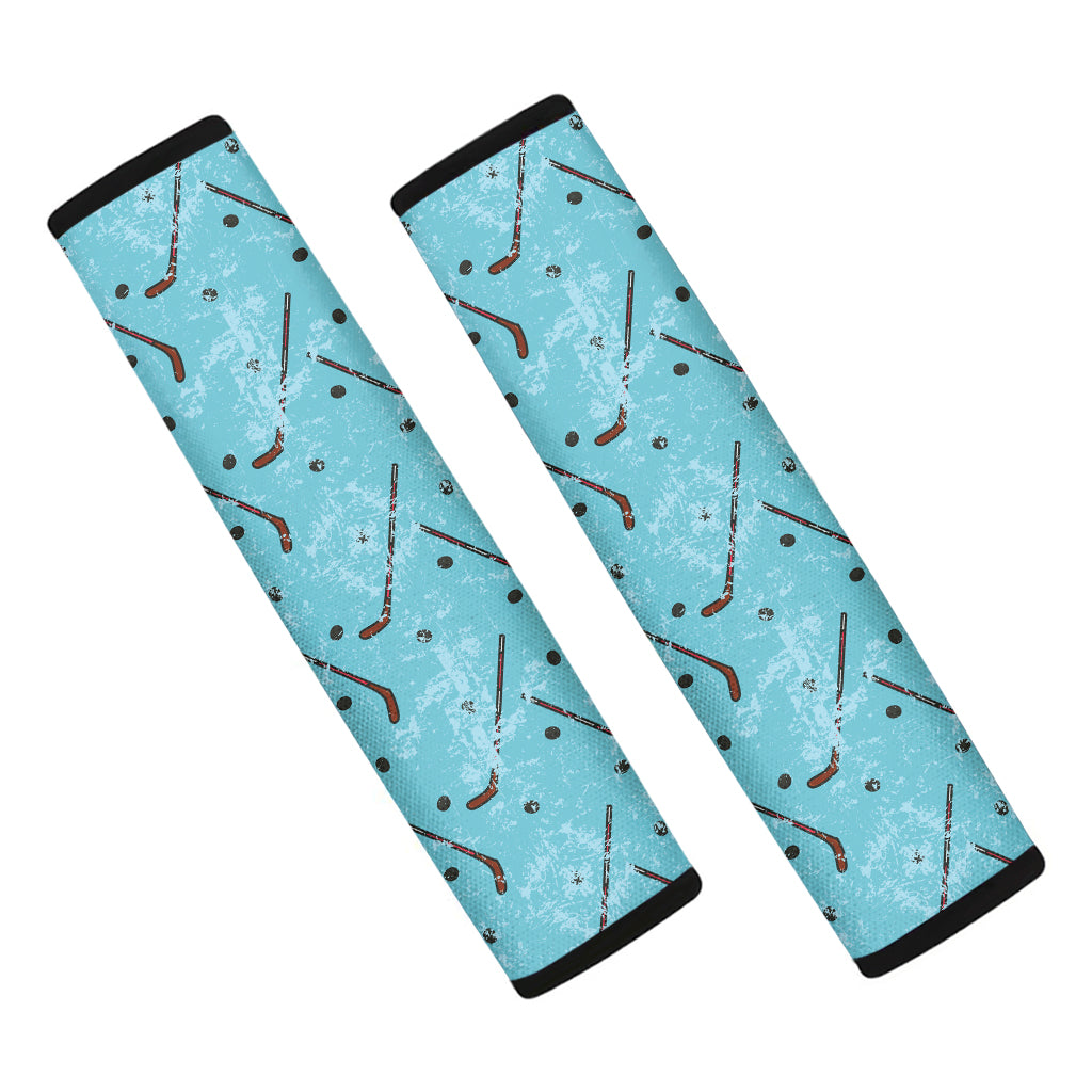 Hockey Stick And Puck Pattern Print Car Seat Belt Covers