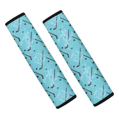 Hockey Stick And Puck Pattern Print Car Seat Belt Covers