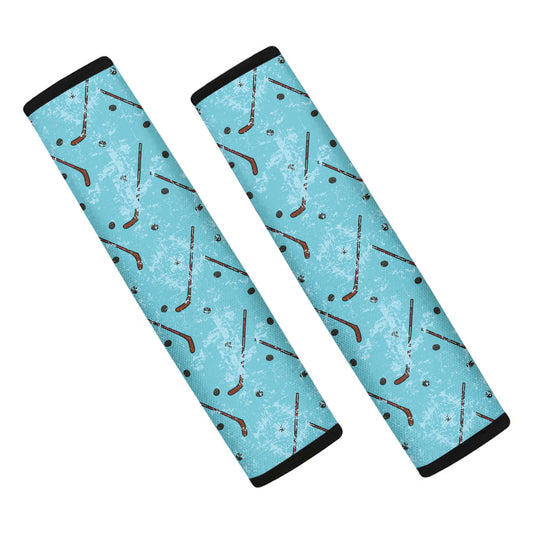 Hockey Stick And Puck Pattern Print Car Seat Belt Covers