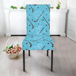 Hockey Stick And Puck Pattern Print Dining Chair Slipcover