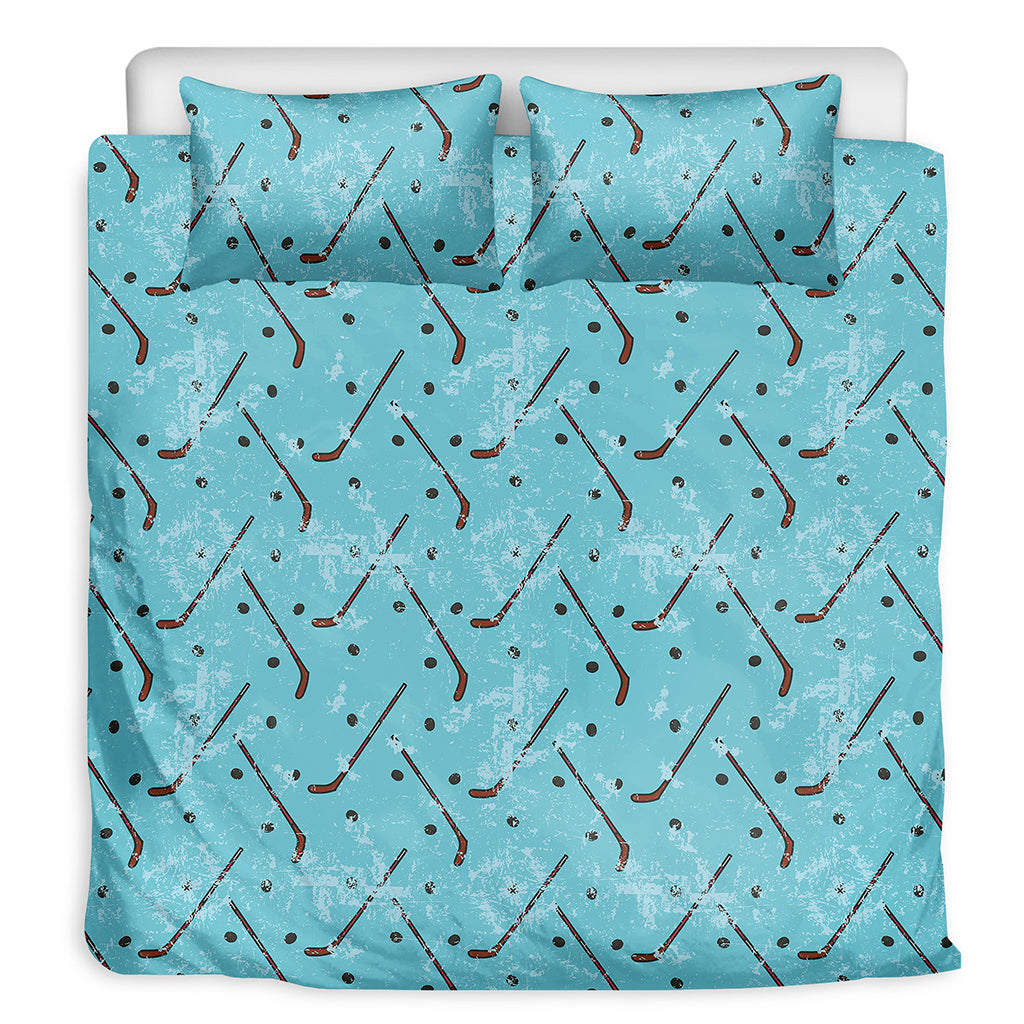 Hockey Stick And Puck Pattern Print Duvet Cover Bedding Set