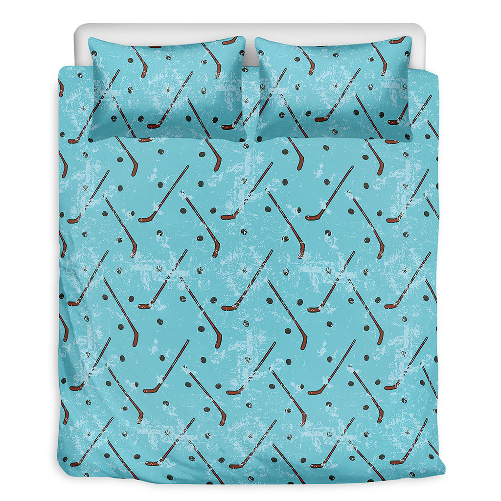 Hockey Stick And Puck Pattern Print Duvet Cover Bedding Set