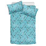 Hockey Stick And Puck Pattern Print Duvet Cover Bedding Set