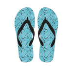 Hockey Stick And Puck Pattern Print Flip Flops