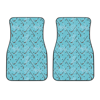 Hockey Stick And Puck Pattern Print Front Car Floor Mats