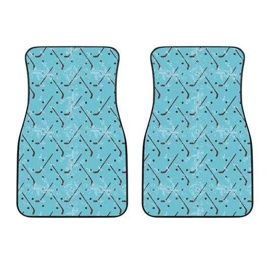 Hockey Stick And Puck Pattern Print Front Car Floor Mats
