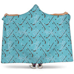 Hockey Stick And Puck Pattern Print Hooded Blanket