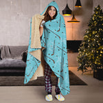 Hockey Stick And Puck Pattern Print Hooded Blanket