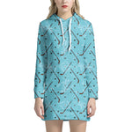 Hockey Stick And Puck Pattern Print Hoodie Dress