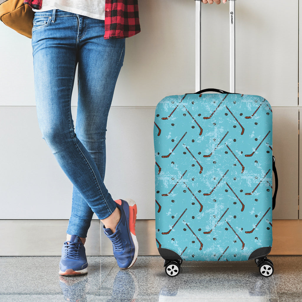 Hockey Stick And Puck Pattern Print Luggage Cover