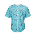 Hockey Stick And Puck Pattern Print Men's Baseball Jersey