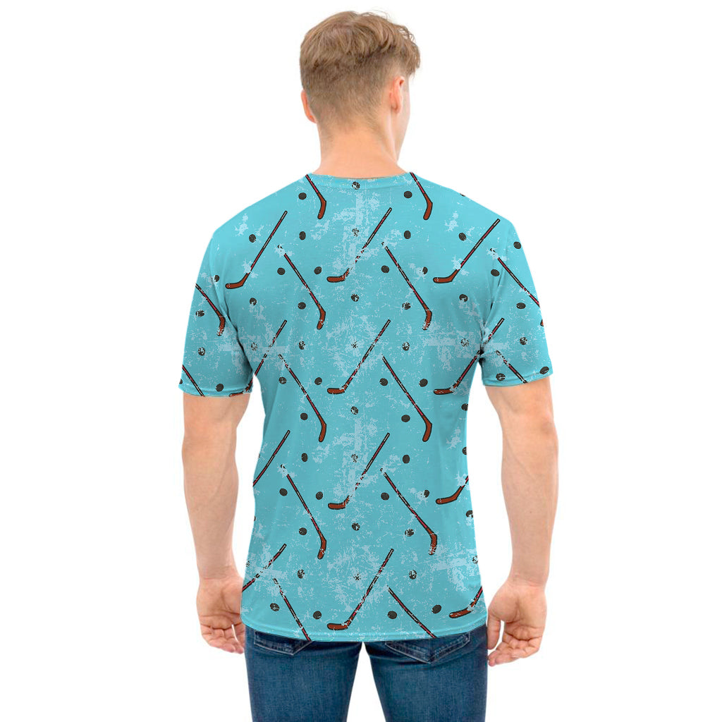 Hockey Stick And Puck Pattern Print Men's T-Shirt