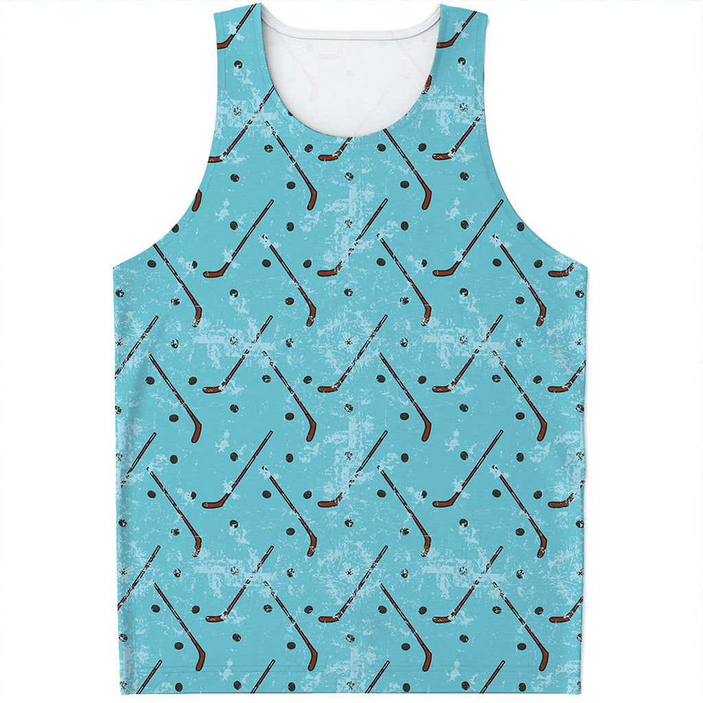 Hockey Stick And Puck Pattern Print Men's Tank Top