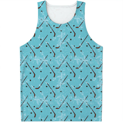 Hockey Stick And Puck Pattern Print Men's Tank Top