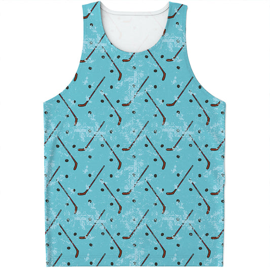 Hockey Stick And Puck Pattern Print Men's Tank Top