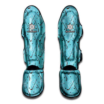 Hockey Stick And Puck Pattern Print Muay Thai Shin Guard