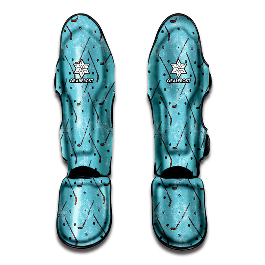 Hockey Stick And Puck Pattern Print Muay Thai Shin Guard