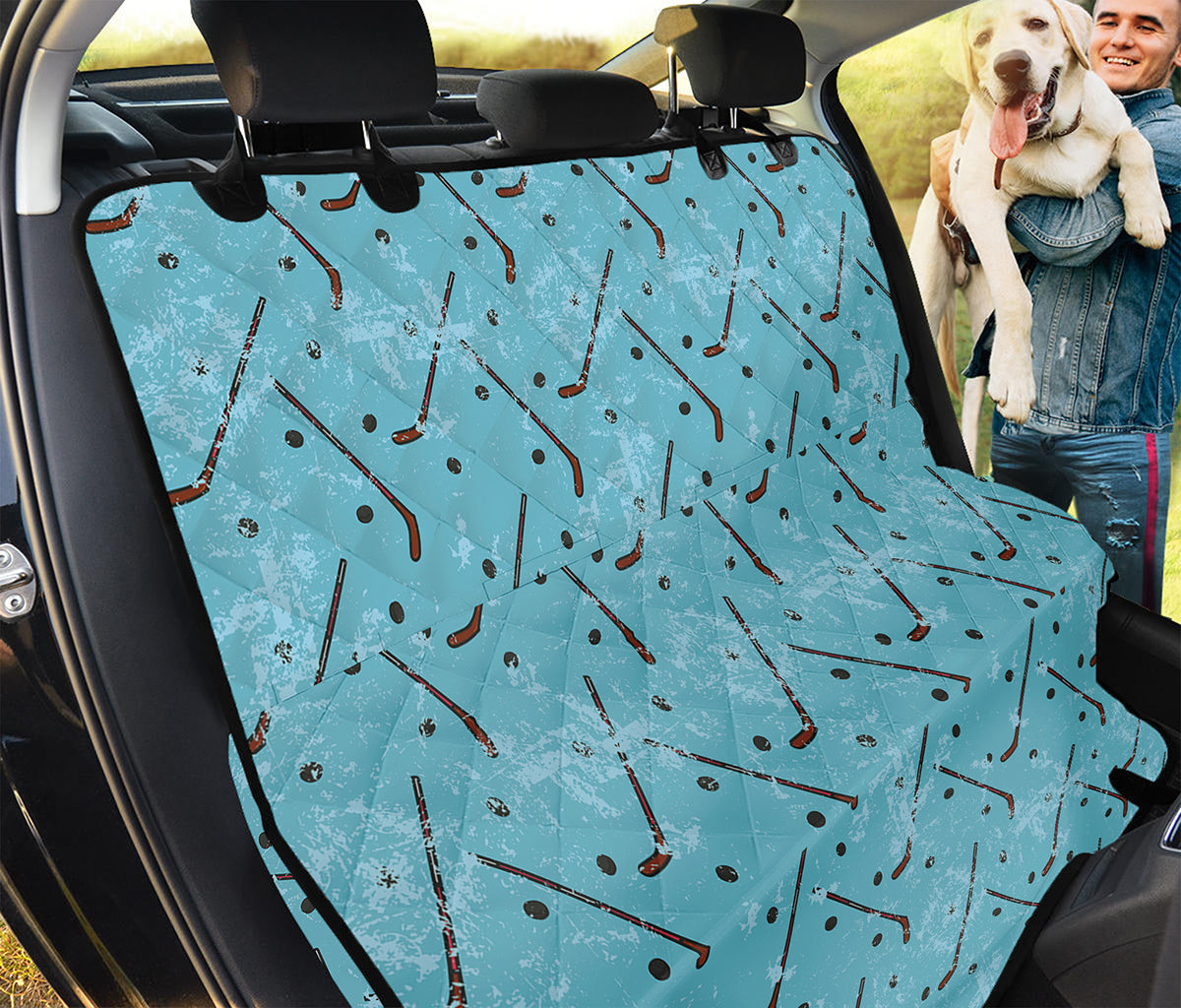 Hockey Stick And Puck Pattern Print Pet Car Back Seat Cover