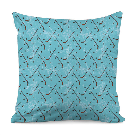 Hockey Stick And Puck Pattern Print Pillow Cover