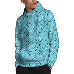 Hockey Stick And Puck Pattern Print Pullover Hoodie