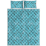Hockey Stick And Puck Pattern Print Quilt Bed Set
