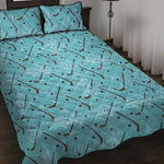 Hockey Stick And Puck Pattern Print Quilt Bed Set