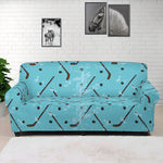 Hockey Stick And Puck Pattern Print Sofa Cover