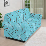 Hockey Stick And Puck Pattern Print Sofa Cover